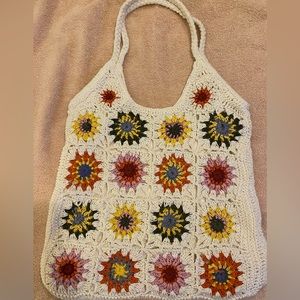 Target Universal Thread Floral Crochet Boho Bag Lagenlook Hippie Medium